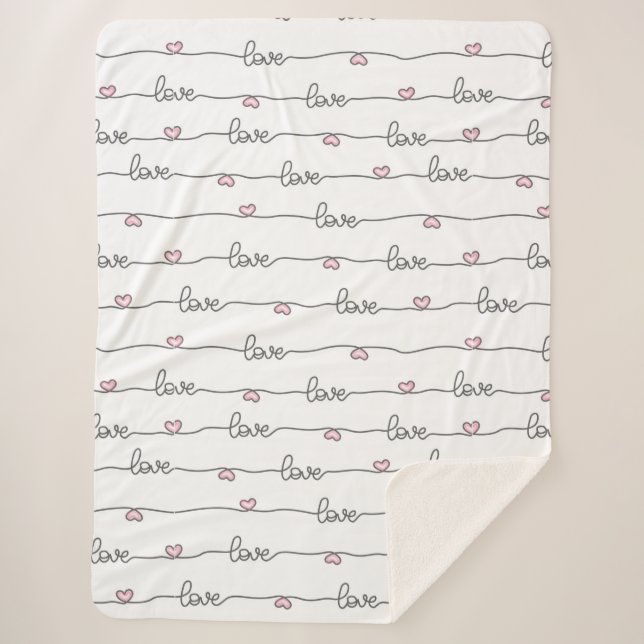 Couverture Sherpa Mignonne main tiré amour Motif sans couture (Devant)