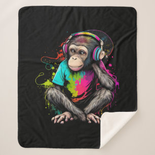 Couverture Sherpa Mignons Singe Écouter Musique, Musique Singe Obséd