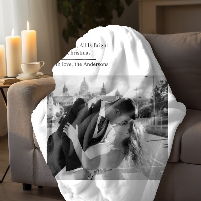 Couverture Sherpa Minimal All Is Calm All Is Bright Christmas Photo  (Créateur téléchargé)