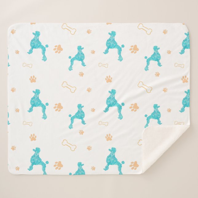 Couverture Sherpa Minimal Pastel Blue Poodle Silhouette Blanket (Devant (Horizontal))