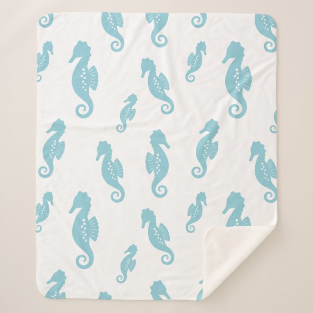 Couverture Sherpa Minimalist Seahorse Ocean Seamless Pattern (1) (Devant)