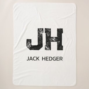 COUVERTURE SHERPA MINIMALISTE NOIR MONOGRAMME À DEUX LETTRES NOM BLA