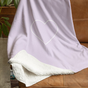 Couverture Sherpa Minimaliste Pastel Lavender Coeur Moderne