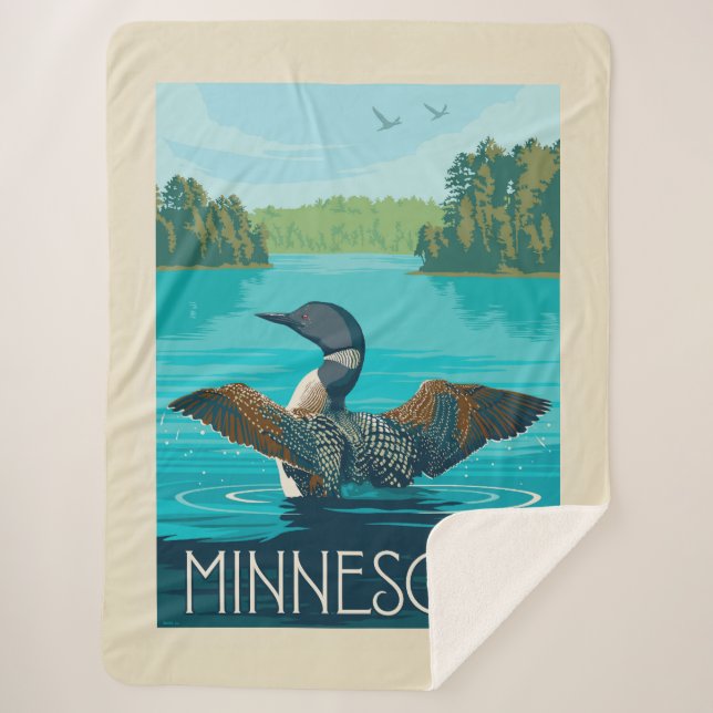 Couverture Sherpa Minnesota | Loon (Devant)