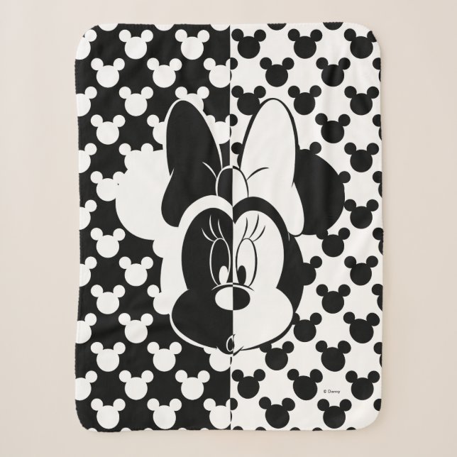 Couverture Sherpa Minnie branchée | Black & White Modern (Devant)