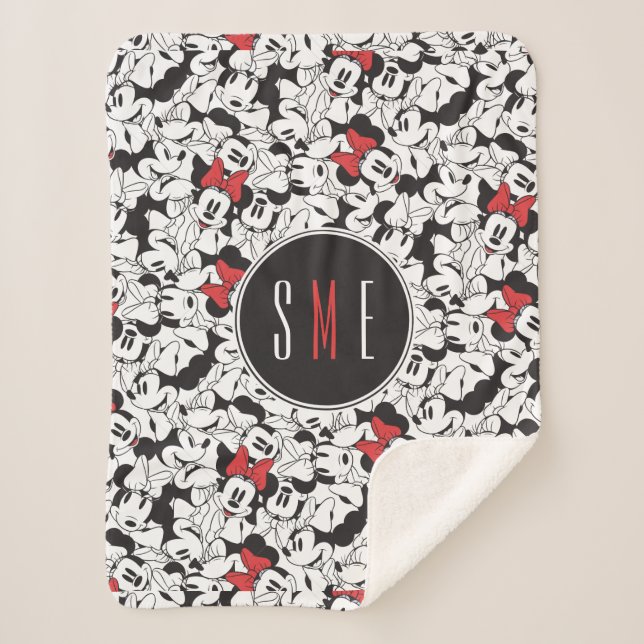 Couverture Sherpa Minnie branchée | Monogramme Motif classique (Devant)