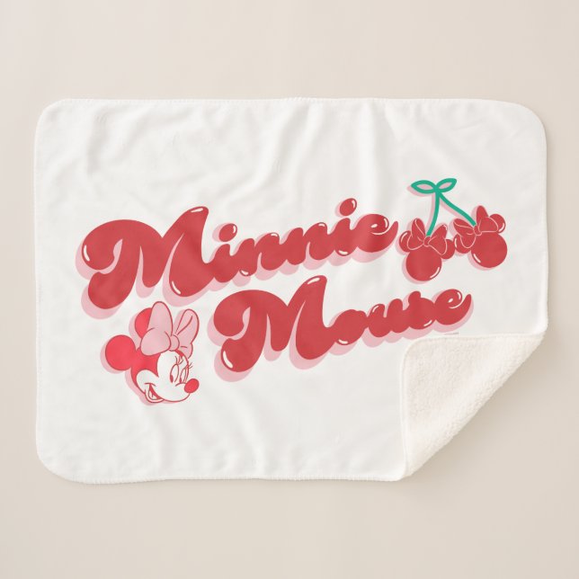 Couverture Sherpa Minnie Mouse Cerise Douce Script (Devant (Horizontal))