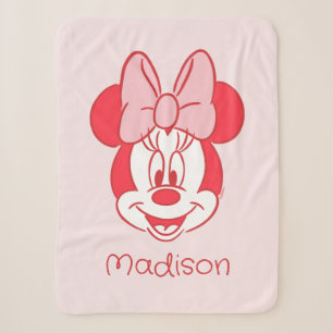 Couverture Sherpa Minnie Mouse Douce Visage à Nœud Ligne Artistique