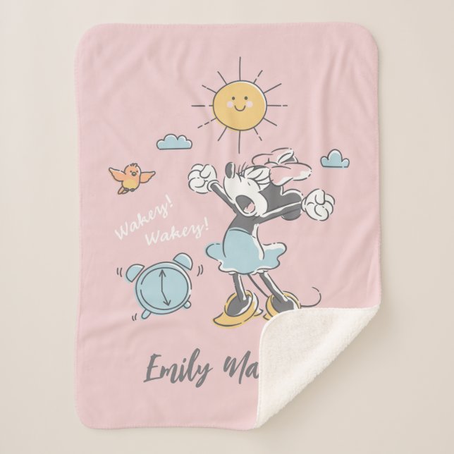 Couverture Sherpa Minnie Mouse | Réveil du matin | Ajouter Votre Nom (Devant)