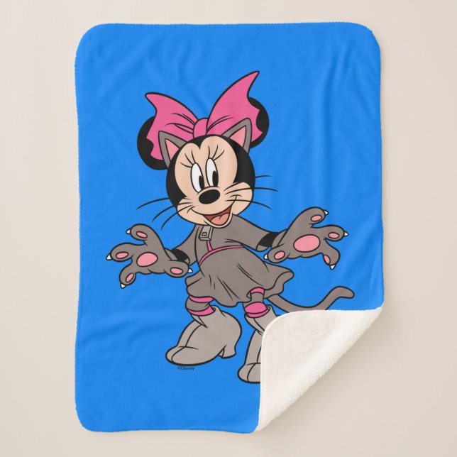 Couverture Sherpa Minnie Souris habillée en chat mignon (Devant)