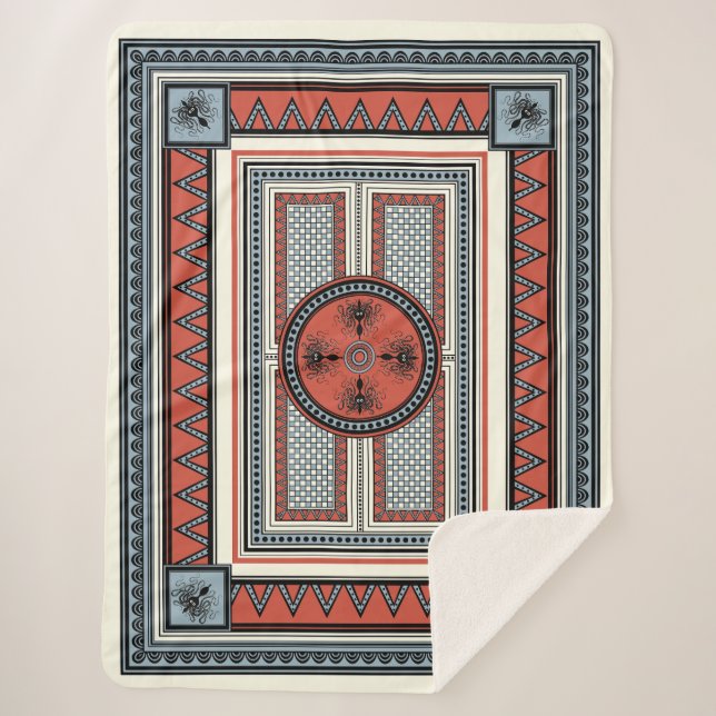 Couverture Sherpa Minos' Hearth: Minoan Palace Sherpa Blanket (Devant)