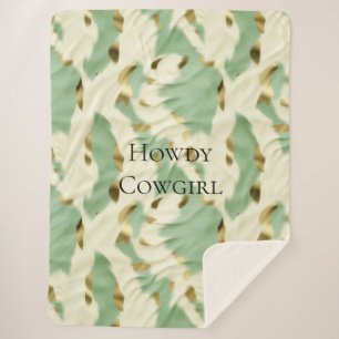 Couverture Sherpa Mint Green Cream Gold Cowhide