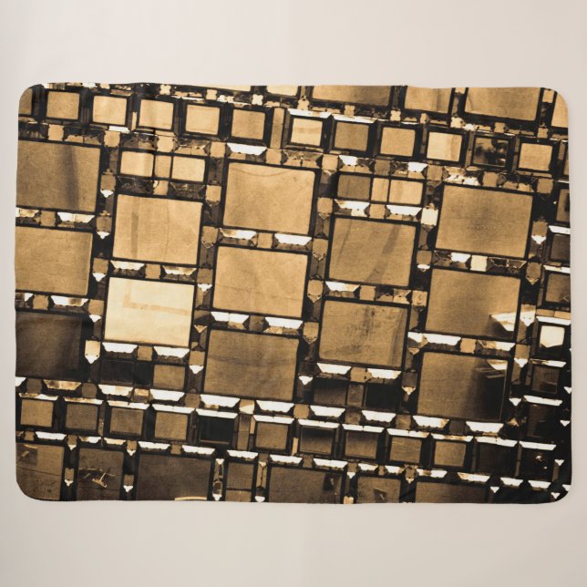 Couverture Sherpa Miroirs géométriques Sepia (Devant (Horizontal))