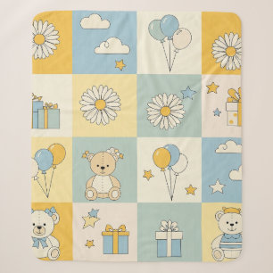 Couverture Sherpa Modèle de jardin aux marguerites de nounours (18)