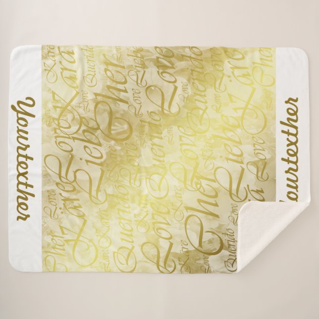 Couverture Sherpa modèle, doré, fleur, imaginaire, élégant, motif (Devant (Horizontal))