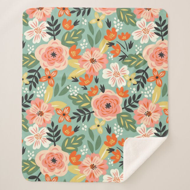 Couverture Sherpa Modèle floral du jardin (Devant)
