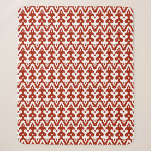 Couverture Sherpa Modèle marocain Ikat Damask, Rouge profond et blan