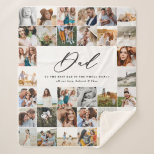 Couverture Sherpa Modèle moderne de script multi photo papa cadeau f