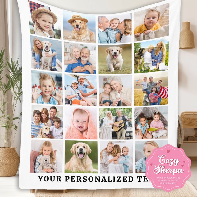 Couverture Sherpa Modern Family Personalized Cute 20 Photos Collage (Créateur téléchargé)