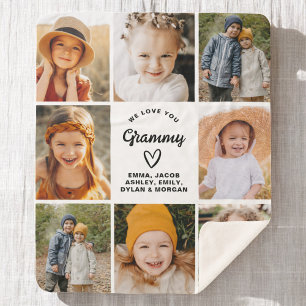 Couverture Sherpa Modern We Love You Grammy Family Photo Collage