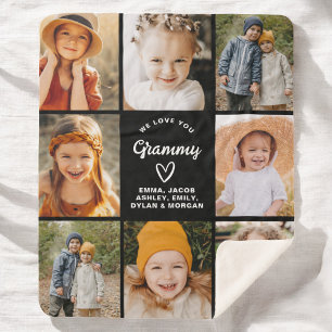 Couverture Sherpa Modern We Love You Grammy Family Photo Collage