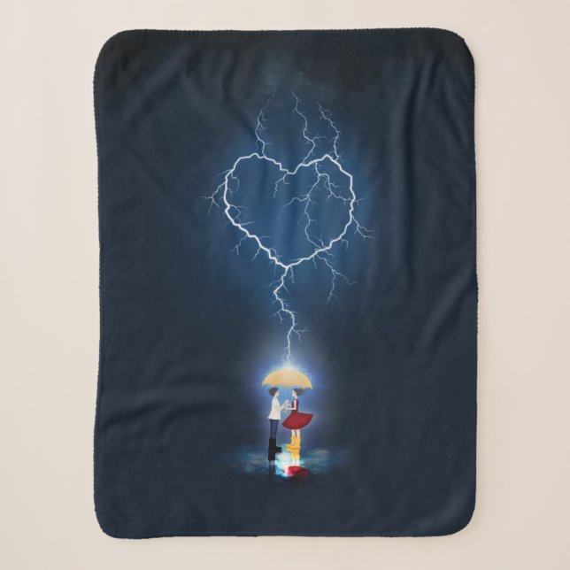 Couverture Sherpa Moment romantique "Lovestruck" sous un parapluie (Devant)