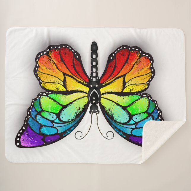 Couverture Sherpa Monarque papillon arc-en-ciel (Devant (Horizontal))