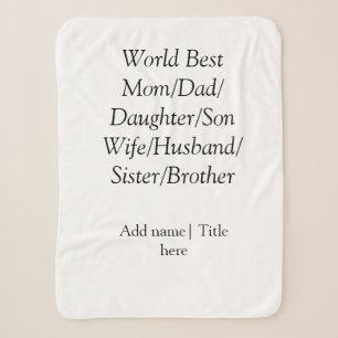 Couverture Sherpa Monde meilleur maman mari femme papa fille fils