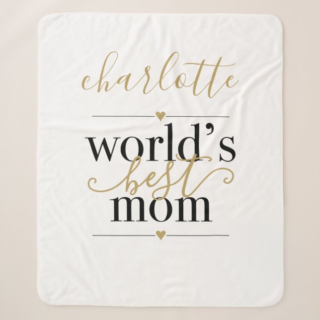 Couverture Sherpa Mondes Black et Gold personnalisés Meilleure maman (Devant)