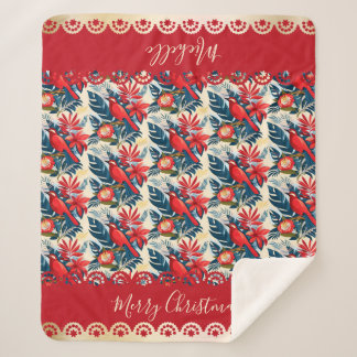 Couverture Sherpa Monogram Merry Christmas & Happy New Year! Floral