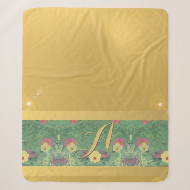 Couverture Sherpa Monogram Sherpa Blanket en laiton floral (Devant)