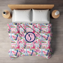 Monogramme à motifs rose et bleu Paris