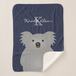 Couverture Sherpa Monogramme câlin mignon d'ours de koala de bébé