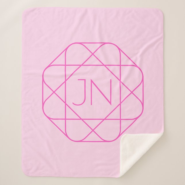 Couverture Sherpa Monogramme cool, Style de logo de hanche | Rose &  (Devant)