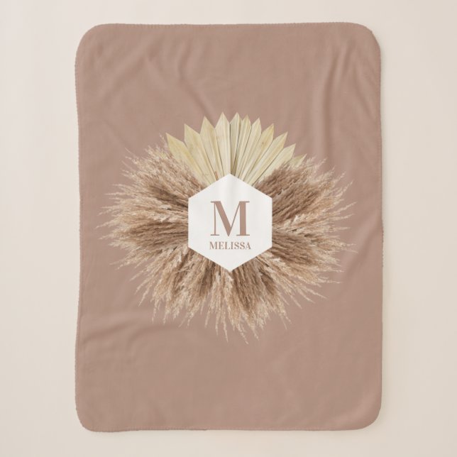 Couverture Sherpa Monogramme de couleurs neutres rustiques chaudes (Devant)
