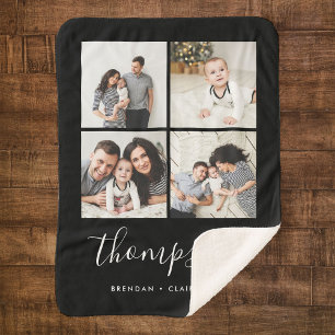 Couverture Sherpa Monogramme de famille moderne Instagram Photo Coll