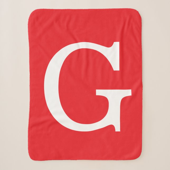 Couverture Sherpa Monogramme de lettre initiale rouge blanc simple (Devant)