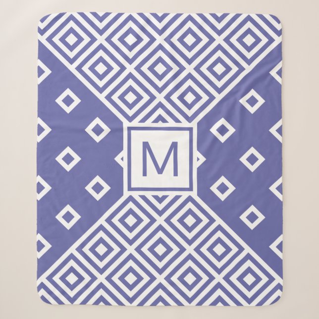 Couverture Sherpa Monogramme de Motif géométrique très Peri tendance (Devant)