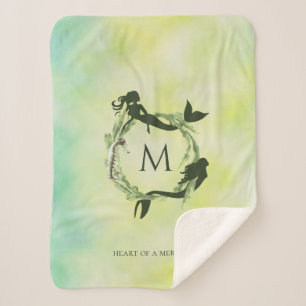 Couverture Sherpa Monogramme de sirènes de courge d'eau de l'océan
