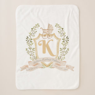 Couverture Sherpa Monogramme de transport de bébé "K" Nursery