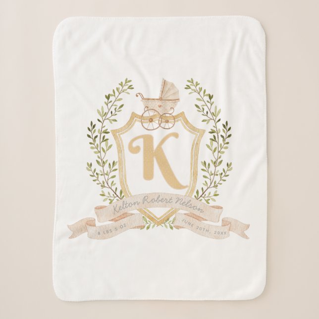 Couverture Sherpa Monogramme de transport de bébé "K" Nursery (Devant)
