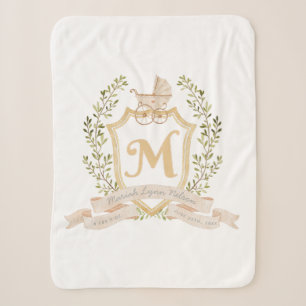 Couverture Sherpa Monogramme de transport de bébé "M" Nursery