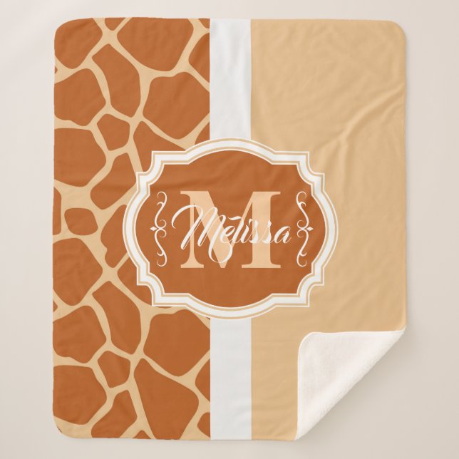 Couverture Sherpa Monogramme d'impression de girafe (Devant)