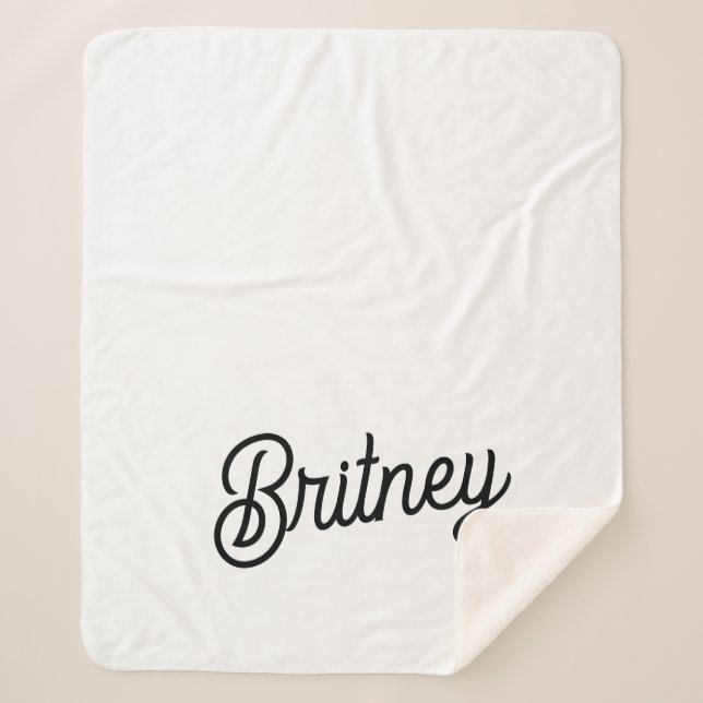 Couverture Sherpa Monogramme et nom personnalisés en noir moderne (Devant)