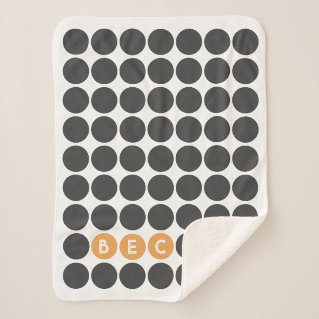 Couverture Sherpa Monogramme moderne (Devant)