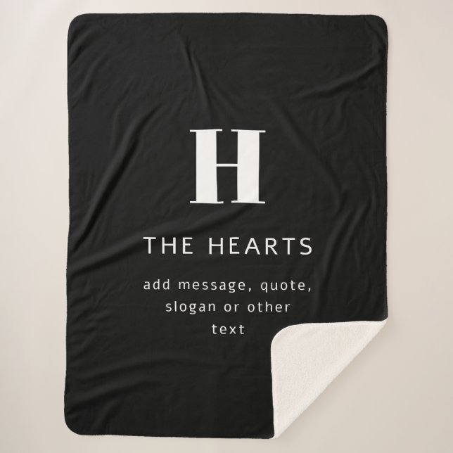 Couverture Sherpa Monogramme moderne modifiable Nom et message | Noi (Devant)