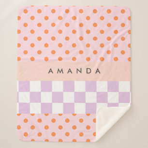 Couverture Sherpa Monogramme personnalisé Pastel Polka Dot Lilac chè