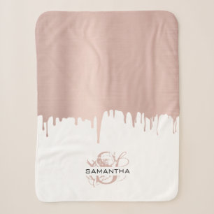 Couverture Sherpa Monogramme Rose tendance Pink Gold