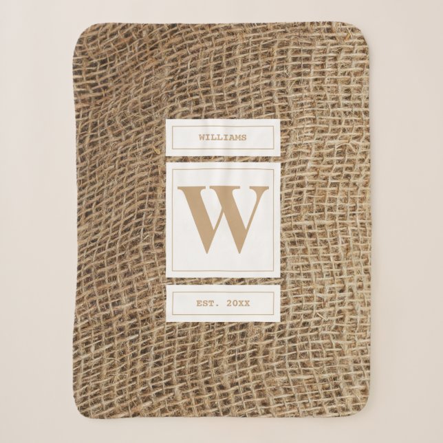 Couverture Sherpa Monogramme Russe de Burlap initial (Devant)
