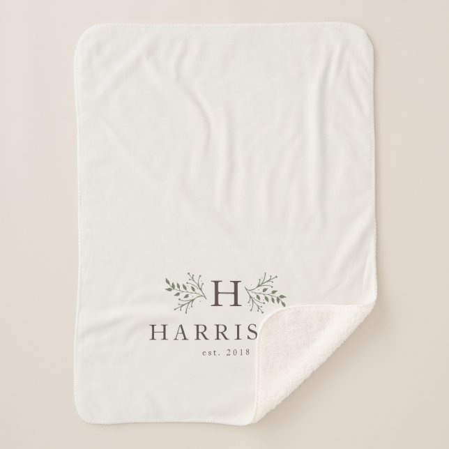 Couverture Sherpa monogramme rustique (Devant)